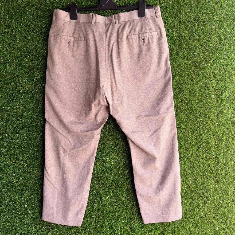 Nordstrom Elite Dress Pants Men 38x26 Grey Beige Flat Front Lightweight Trousers